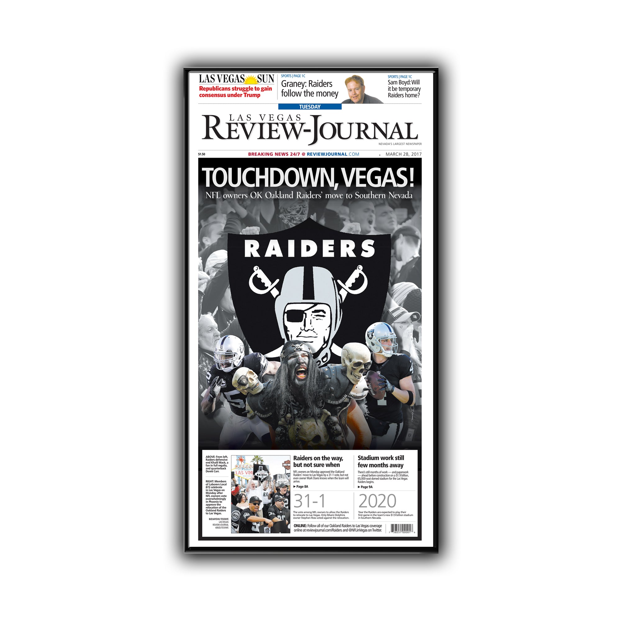 Las Vegas Raiders  Las Vegas Raiders Announcement – Review-Journal Store
