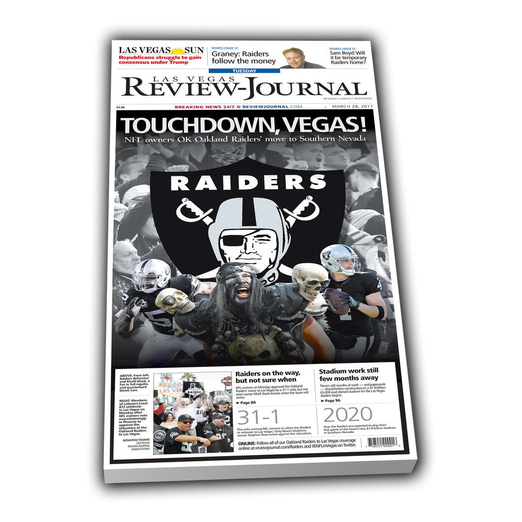 Review-Journal Raiders Announcement Collectible